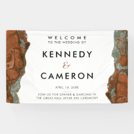 Terracotta Oranje en Blauwgroen minimalistisch mar Spandoek