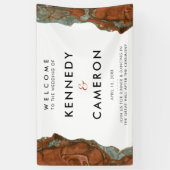 Terracotta Oranje en Blauwgroen minimalistisch mar Spandoek (Verticaal)