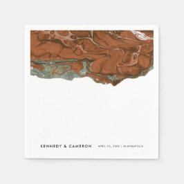 Terracotta Oranje en Blauwgroen minimalistische ma Servet