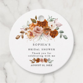 Terracotta Oranje Gebrande Bloem Bruidsdiner Bedankjes Labels