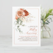 Terracotta Oranje Gebrande Bloemen Bruiloft Huweli Kaart (Staand voorkant)