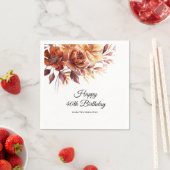 Terracotta Oranje Herfst Bloemen 40e Verjaardag Servet (Insitu)