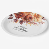 Terracotta Oranje Herfst Bloemen 70e Verjaardag Papieren Bordje (Gekanteld)