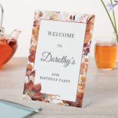 Terracotta Oranje Herfst Bloemen 90ste Verjaardag Reclamebord Met Voetstuk (Insitu)