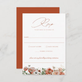 Terracotta Oranje herfst Floral Wedding RSVP