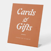 Terracotta Oranje kaarten en cadeautjes voetsporen Reclamebord Met Voetstuk (Voorkant)