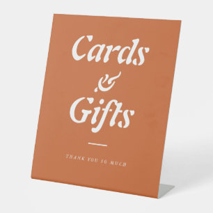 Terracotta Oranje kaarten en cadeautjes voetsporen Reclamebord Met Voetstuk