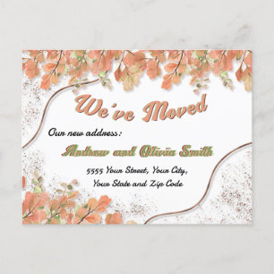 Terracotta Oranje Leaves Rusty Folie Moving Addres Briefkaart