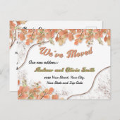 Terracotta Oranje Leaves Rusty Folie Moving Addres Briefkaart (Voorkant / Achterkant)