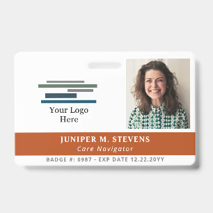 Terracotta Oranje Logo & foto werknemer ID Badge