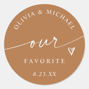 Terracotta Oranje Onze Favoriete Trouwtraktatie Za Ronde Sticker