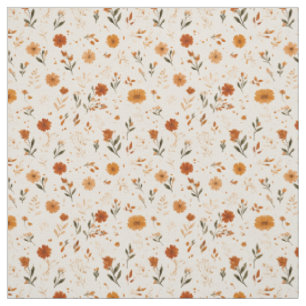 Terracotta Oranje Perzik Wilde Bloem Boho Bloemstu Stof