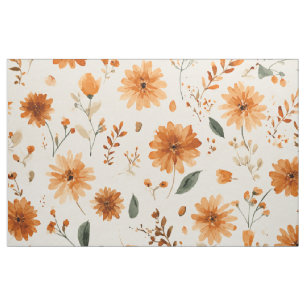 Terracotta Oranje Perzik Wilde Bloem Boho Bloemstu Stof