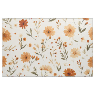 Terracotta Oranje Perzik Wilde Bloem Boho Bloemstu Stof