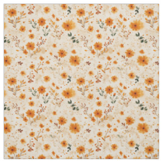 Terracotta Oranje Perzik Wilde Bloem Boho Bloemstu Stof