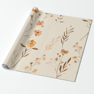 Terracotta Oranje Perzik Wilde Bloem Vrouwelijke B Cadeaupapier