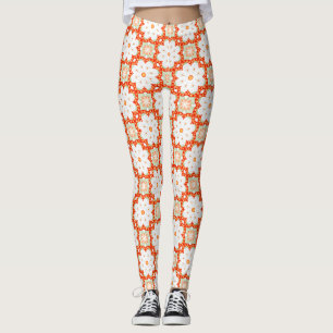 Terracotta Oranje & Salie Groen Geometrisch Bloemm Leggings