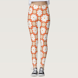 Terracotta Oranje & Salie Groen Geometrisch Bloemm Leggings