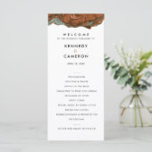 Terracotta Oranje & Teal Marmer Trouwprogramma Programmakaart (Staand voorkant)