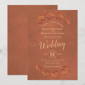 Terracotta Oranje Waterverf Laurel verlaat bruilof Kaart (Voorkant / Achterkant)