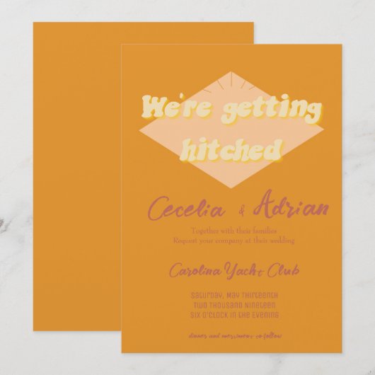 Terracotta Oranje Wedding Uitnodiging (Voorkant / Achterkant)