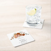 Terracotta Oranjekleurige Bloemige Bruidsdouche Kartonnen Onderzetters (Insitu)