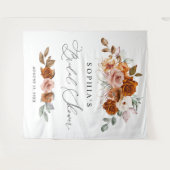 Terracotta Oranjekleurige Bloemige Bruidsdouche Wandkleed (Voorkant (horizontaal))