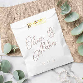 Terracotta Oversized Manuscript Names Wedding Bedankzakje