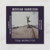 Terracotta Paarse Waterverf Foto Yoga Instructeur Vierkante Visitekaartje (Achterkant)