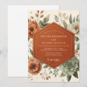 Terracotta Painterly Flora Wedding Kaart (Voorkant / Achterkant)