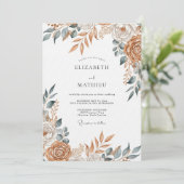 Terracotta Painterly Floral Wedding Kaart (Staand voorkant)