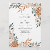Terracotta Painterly Floral Wedding Kaart (Voorkant)