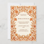 Terracotta Paisley Bruiloft Kaart (Voorkant)