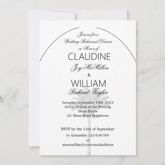 Terracotta Palm Elegante bruiloft repetitie diner Kaart (Achterkant)