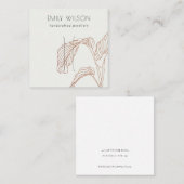 Terracotta Palm Leaf Sketch Hair Clip Display Vierkante Visitekaartje (Voorkant / Achterkant)