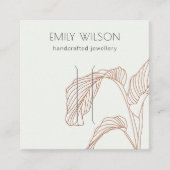 Terracotta Palm Leaf Sketch Hair Clip Display Vierkante Visitekaartje (Voorkant)