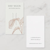 Terracotta Palm Leafy Sketch Hair Clip Display Visitekaartje (Voorkant / Achterkant)