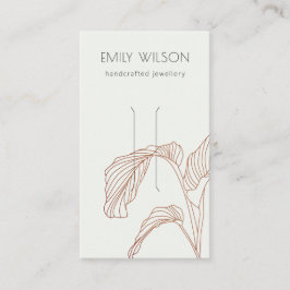 Terracotta Palm Leafy Sketch Hair Clip Display Visitekaartje