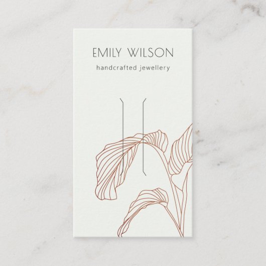 Terracotta Palm Leafy Sketch Hair Clip Display Visitekaartje (Voorkant)