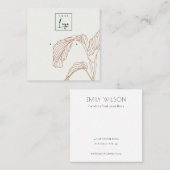 Terracotta Palm Leaves Sketch Earring Display Vierkante Visitekaartje (Voorkant / Achterkant)