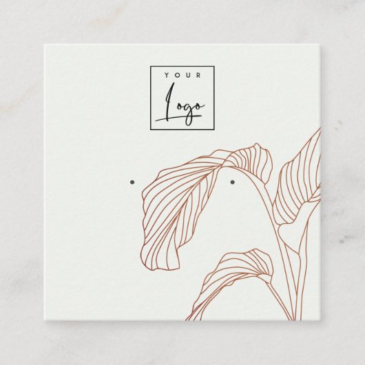 Terracotta Palm Leaves Sketch Earring Display Vierkante Visitekaartje (Voorkant)