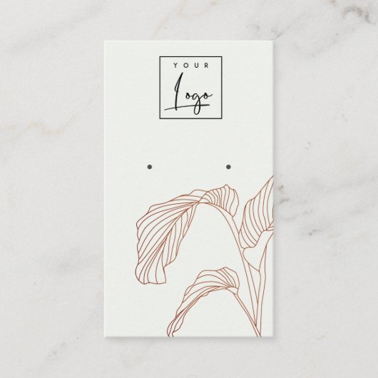 Terracotta Palm Leaves Sketch Stud Earring Display Visitekaartje (Voorkant)