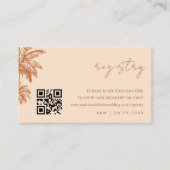 Terracotta Palm Tree QR Code Huwelijkscadeau Regis Informatiekaartje (Voorkant)