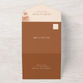 Terracotta Palm Tree Tropical Beach Boho Wedding All In One Uitnodiging (Buitenkant)