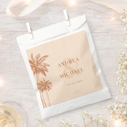 Terracotta Palm Trees & Ampersand Beach Bruiloft Bedankzakje (Geknipt)