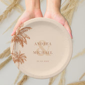 Terracotta Palm Trees & Ampersand Beach Bruiloft Papieren Bordje