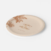 Terracotta Palm Trees & Ampersand Beach Bruiloft Papieren Bordje (Gekanteld)