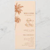 Terracotta Palm Trees & Ampersand Beach Bruiloft Programmakaart (Voorkant)