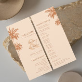 Terracotta Palm Trees & Ampersand Beach Bruiloft Programmakaart