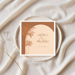 Terracotta Palm Trees & Ampersand Beach Bruiloft Servet